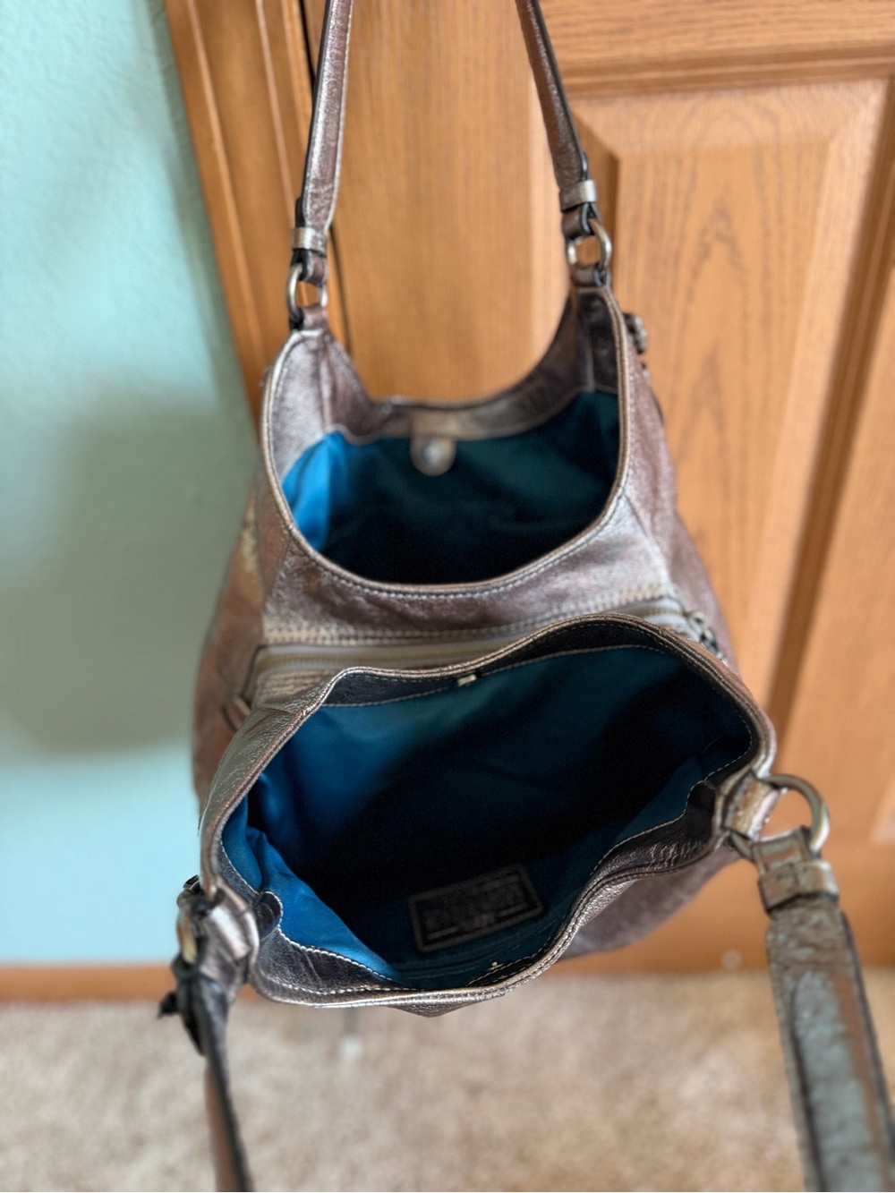Sparkling Coach Madison Maggie Metallic Leather Hobo Bag - Picture 3 of 10